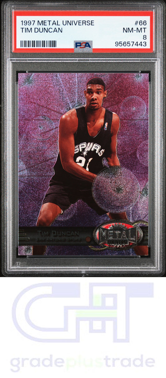 1997 Metal Universe #66 Tim Duncan RC PSA 8