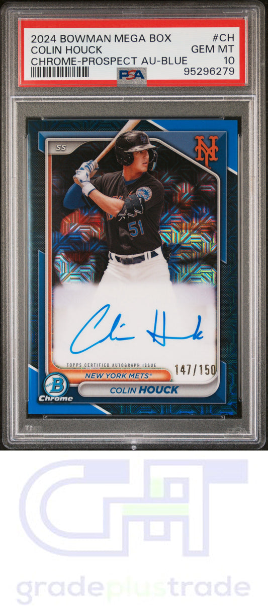 2024 Bowman Mega Box Chrome Autographs #CH Blue Colin Houck PSA 10