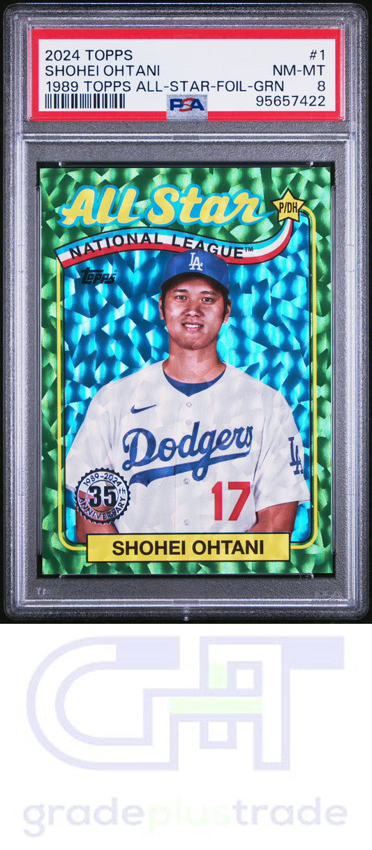 2024 Topps 1989 All-Star #1 1989 Shohei Ohtani Green /99 PSA 8