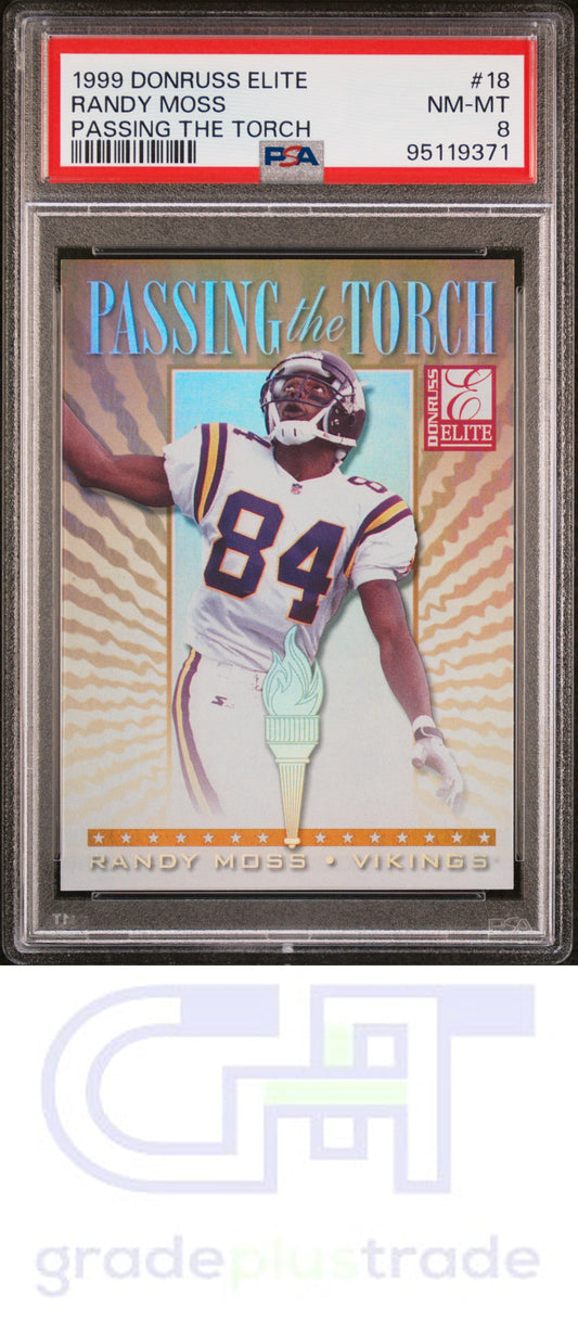 1999 Donruss Elite Passing The Torch #18 Passing The Torch Randy Moss PSA 8