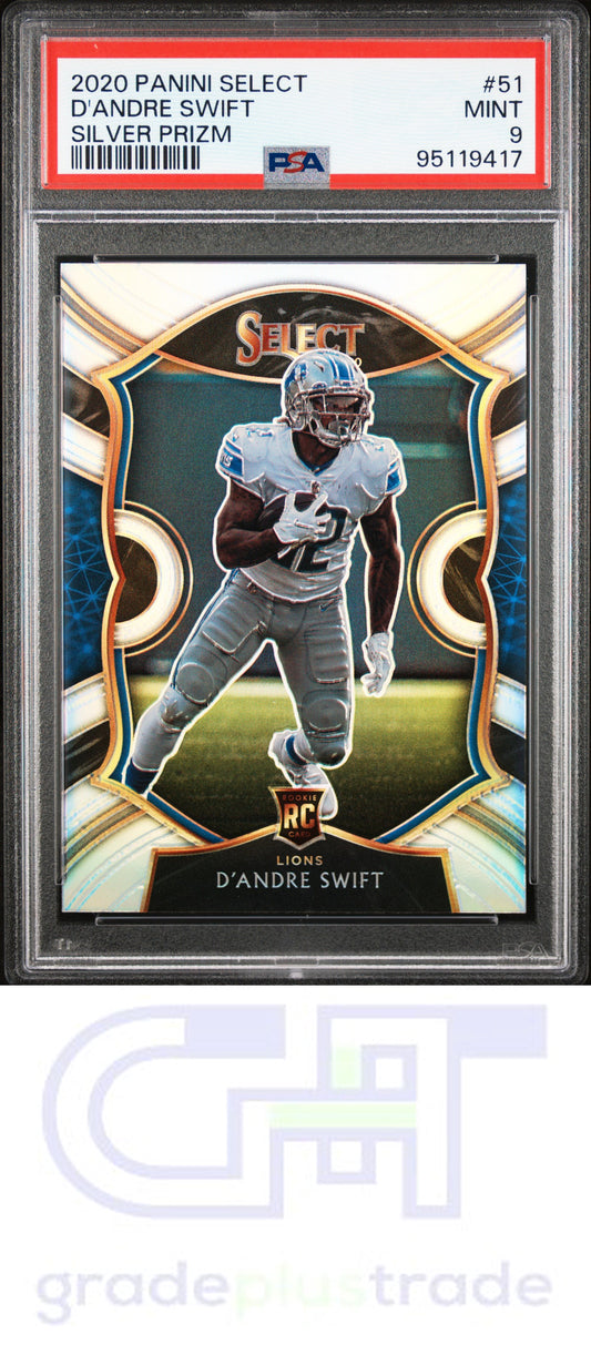 2020 Panini Select #51 Silver Prizm D'Andre Swift PSA 9