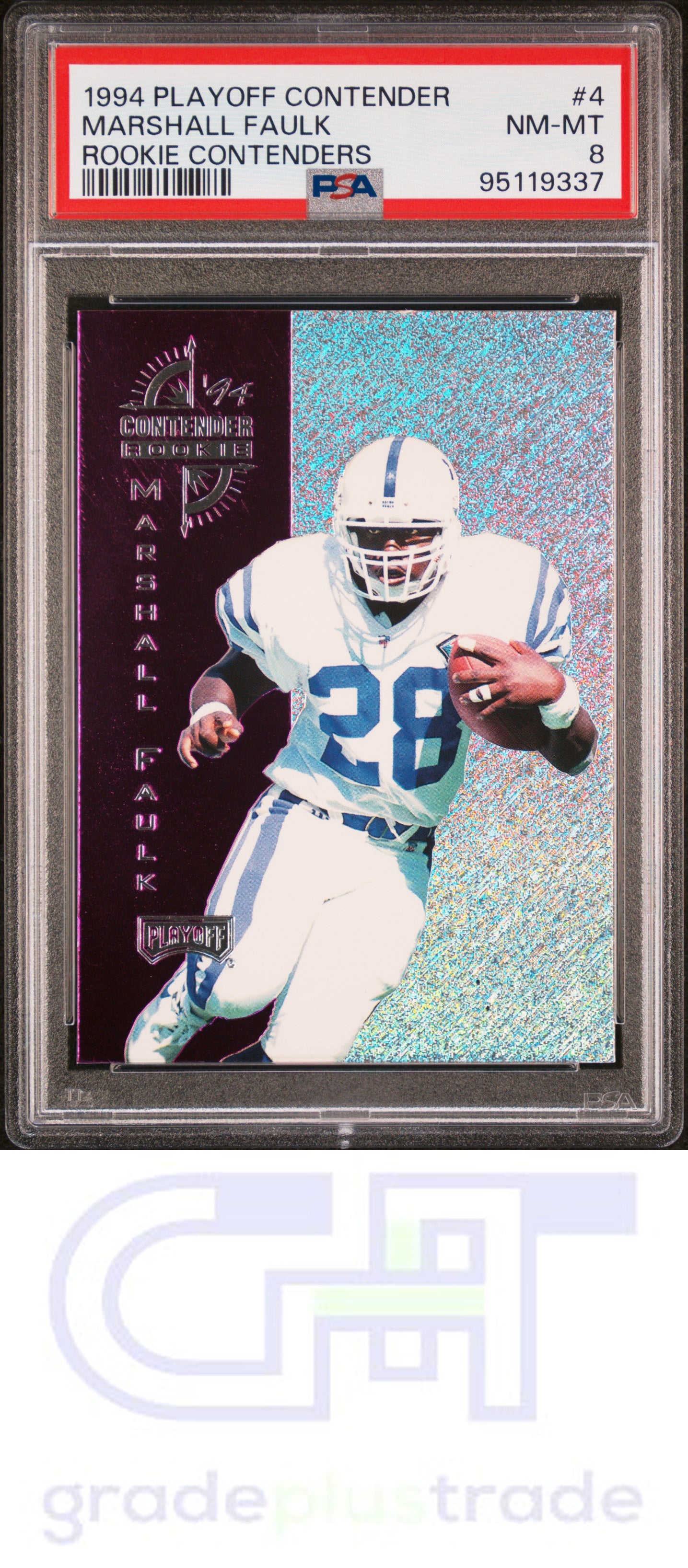 1994 Playoff Contenders Rookie Contenders #4 Marshall Faulk PSA 8