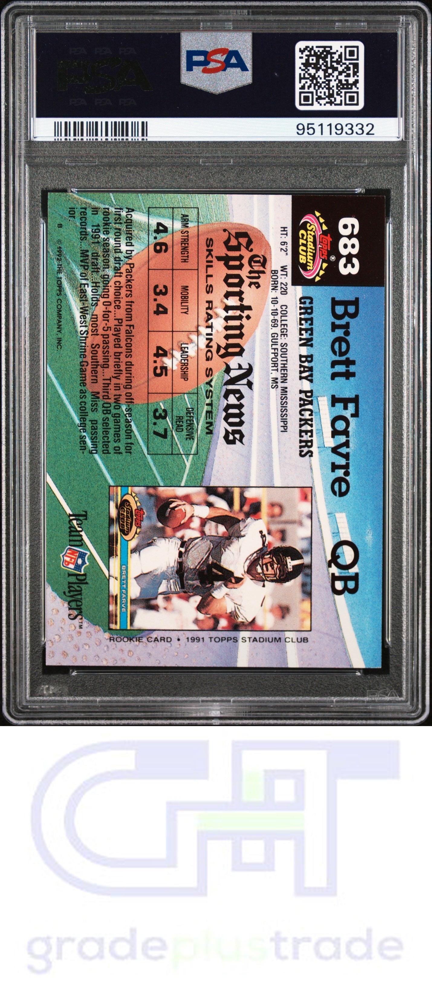 1992 Stadium Club #683 Brett Favre RC PSA 7