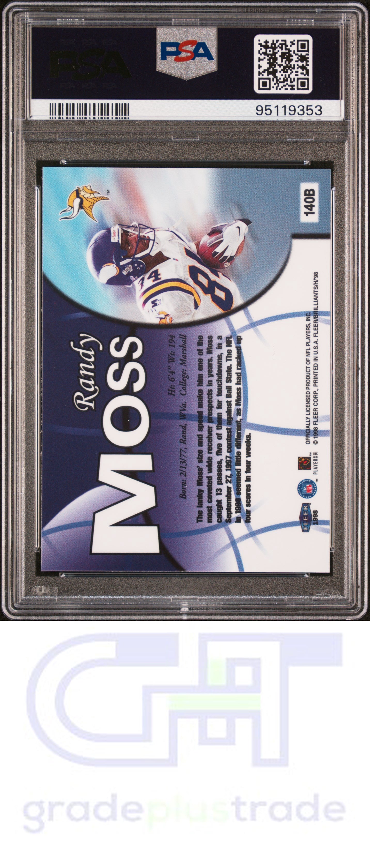 1998 Fleer Brilliants #140B Blue Randy Moss RC PSA 9