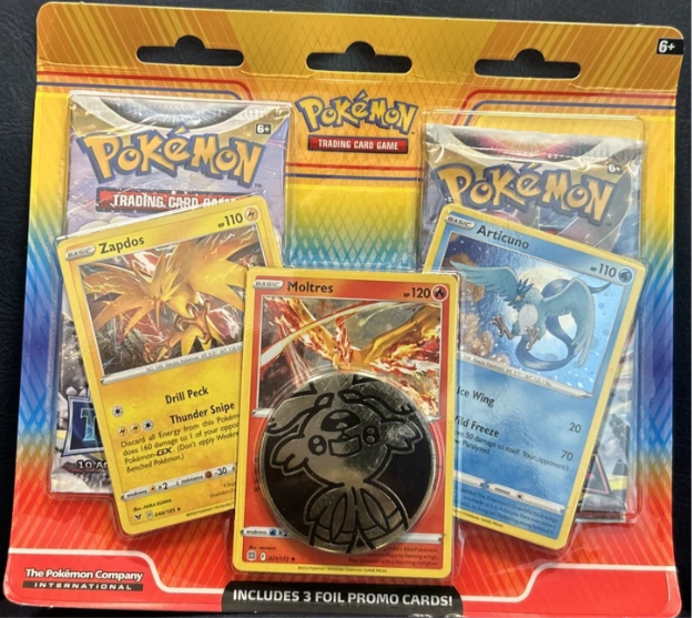 Pokémon TCG: Articuno, Zapdos & Moltres Cards with 2 Booster Packs & Coin