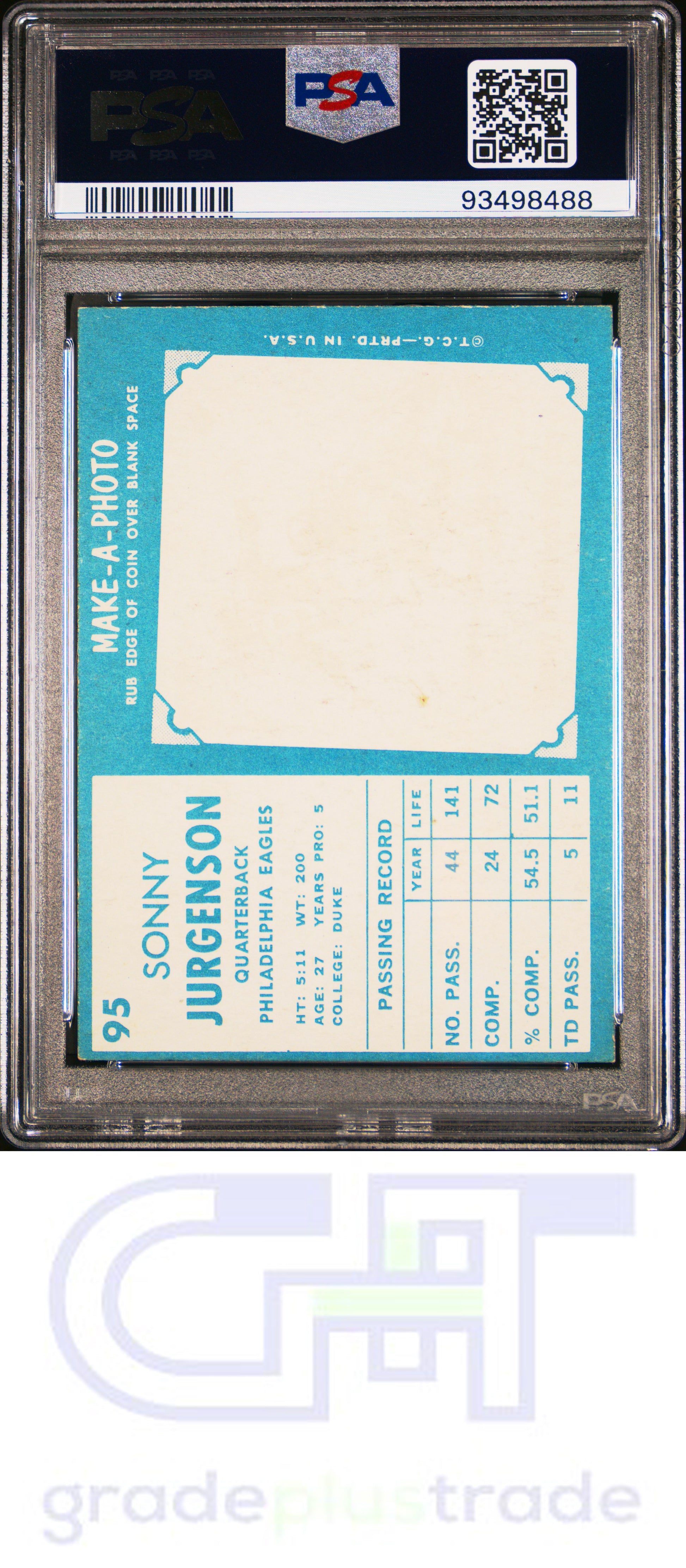 1961 Topps #95 Sonny Jurgenson PSA 3