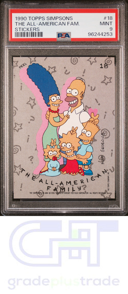 1990 Topps Simpsons Stickers #18 Stickers The All-American Family PSA 9