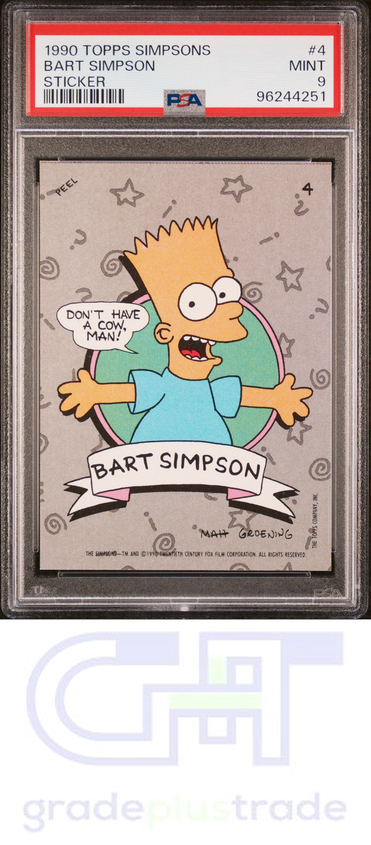 1990 Topps Simpsons Stickers #4 Sticker Bart Simpson PSA 9