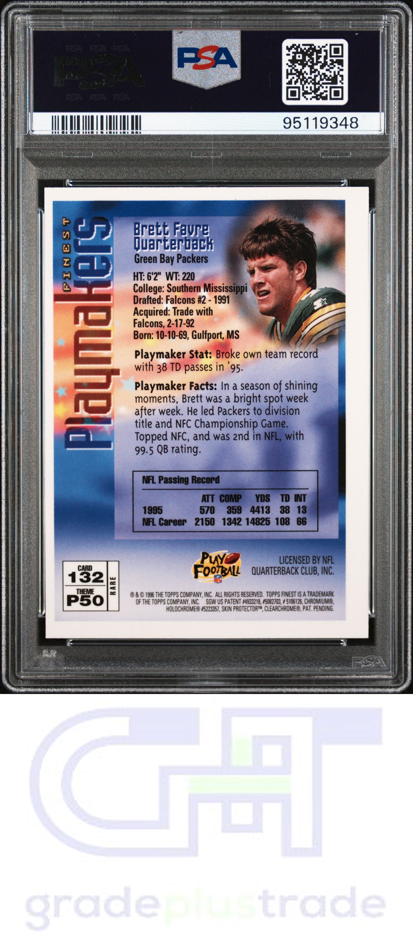 1996 Finest #132 W/Coating Brett Favre PSA 9