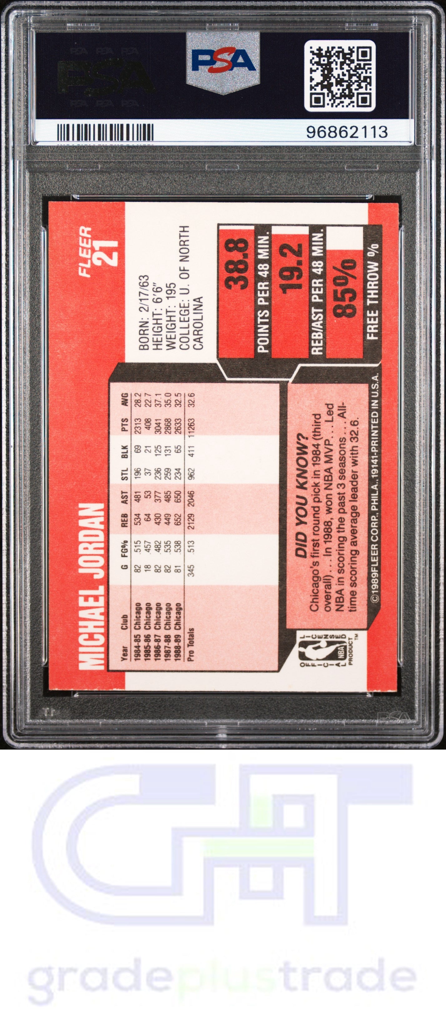 1989 Fleer #21 Michael Jordan PSA 7