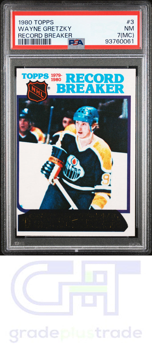 1980 Topps #3 Record Breaker Wayne Gretzky PSA 7