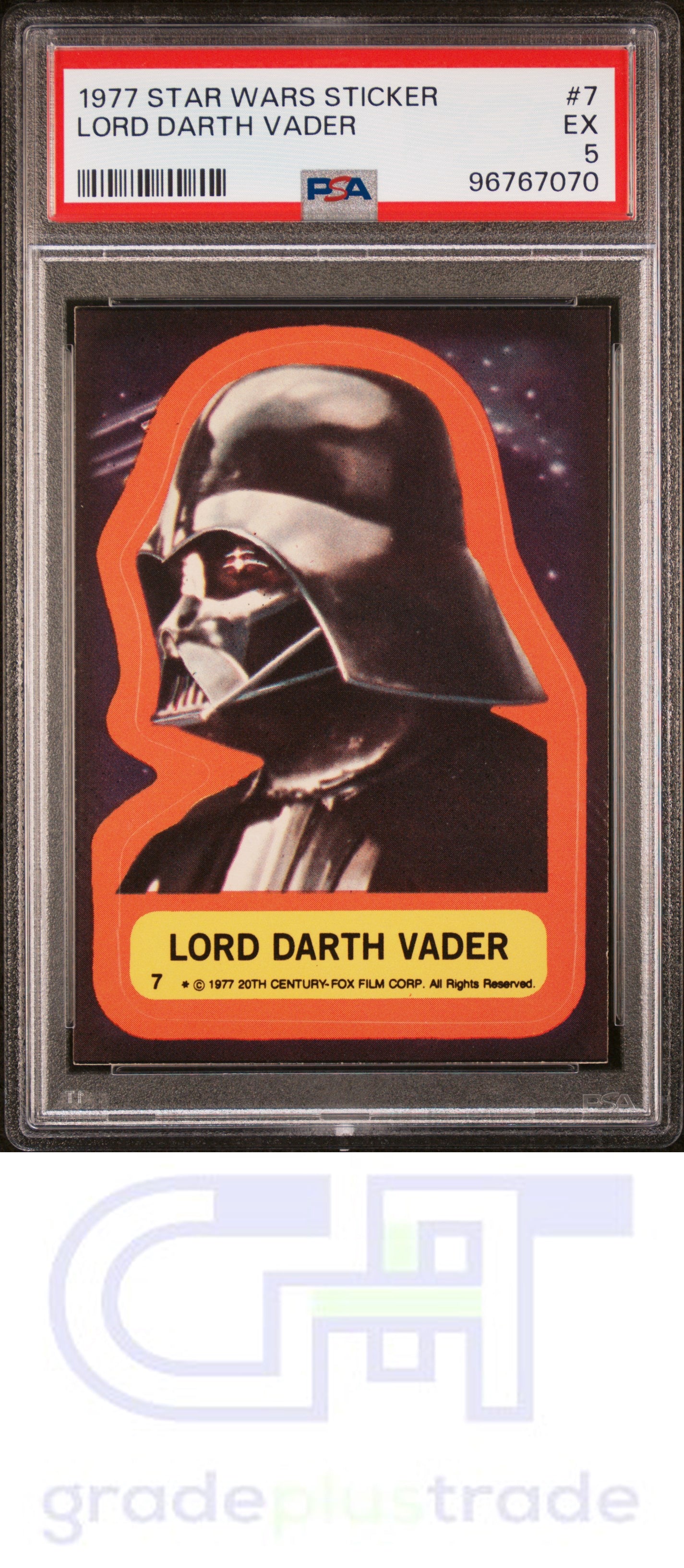 1977 Star Wars Stickers #7 Lord Darth Vader PSA 5