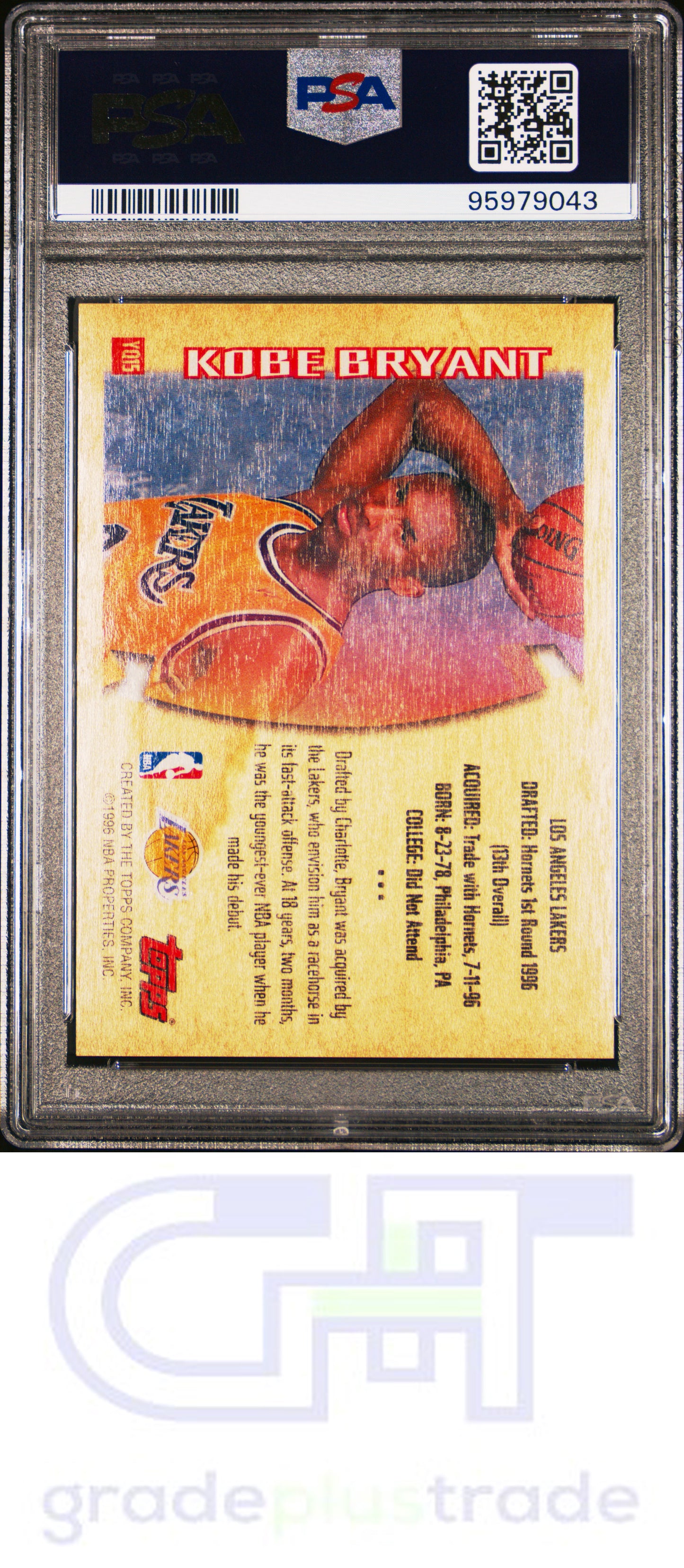 1996 Topps Youthquake #YQ15 Kobe Bryant RC PSA 6