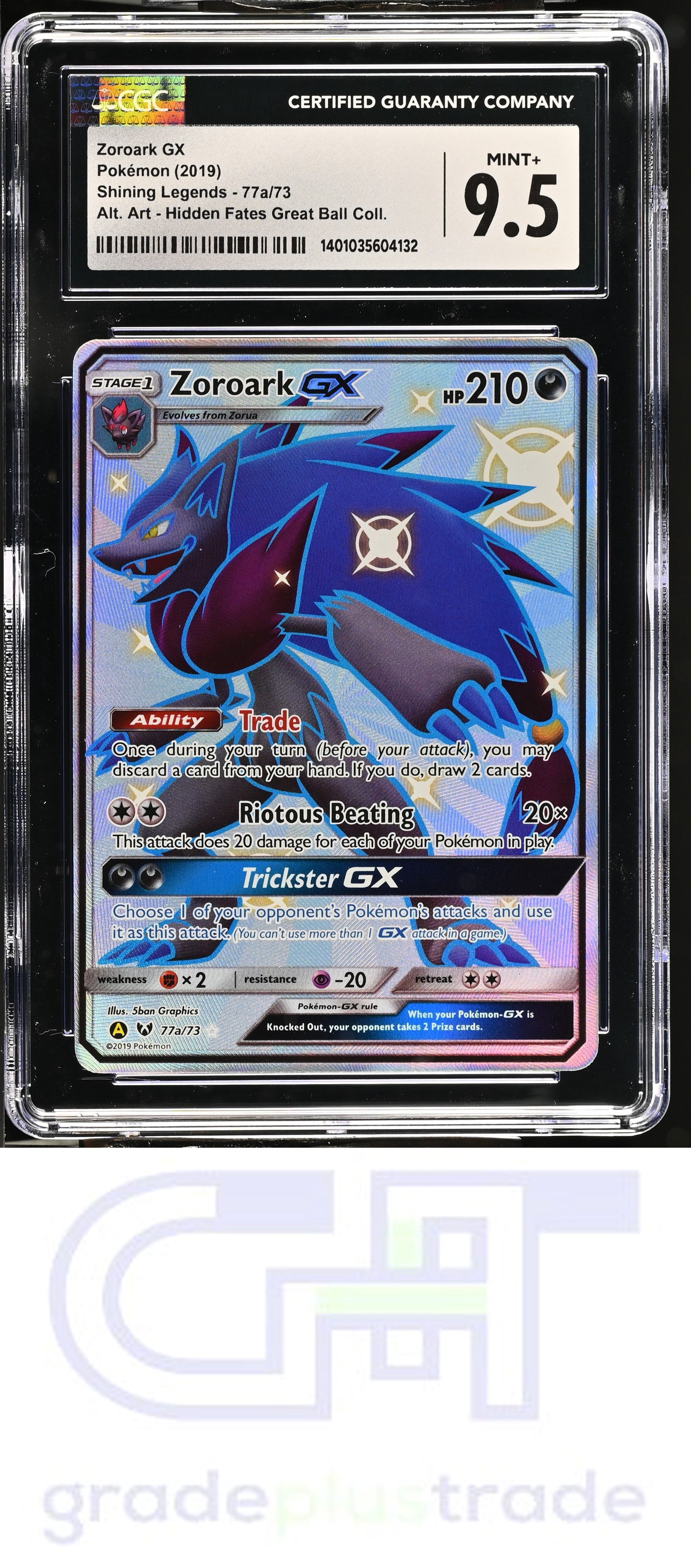 2019 Shining Legends #77a/73 Zoroark GX CGC 9.5