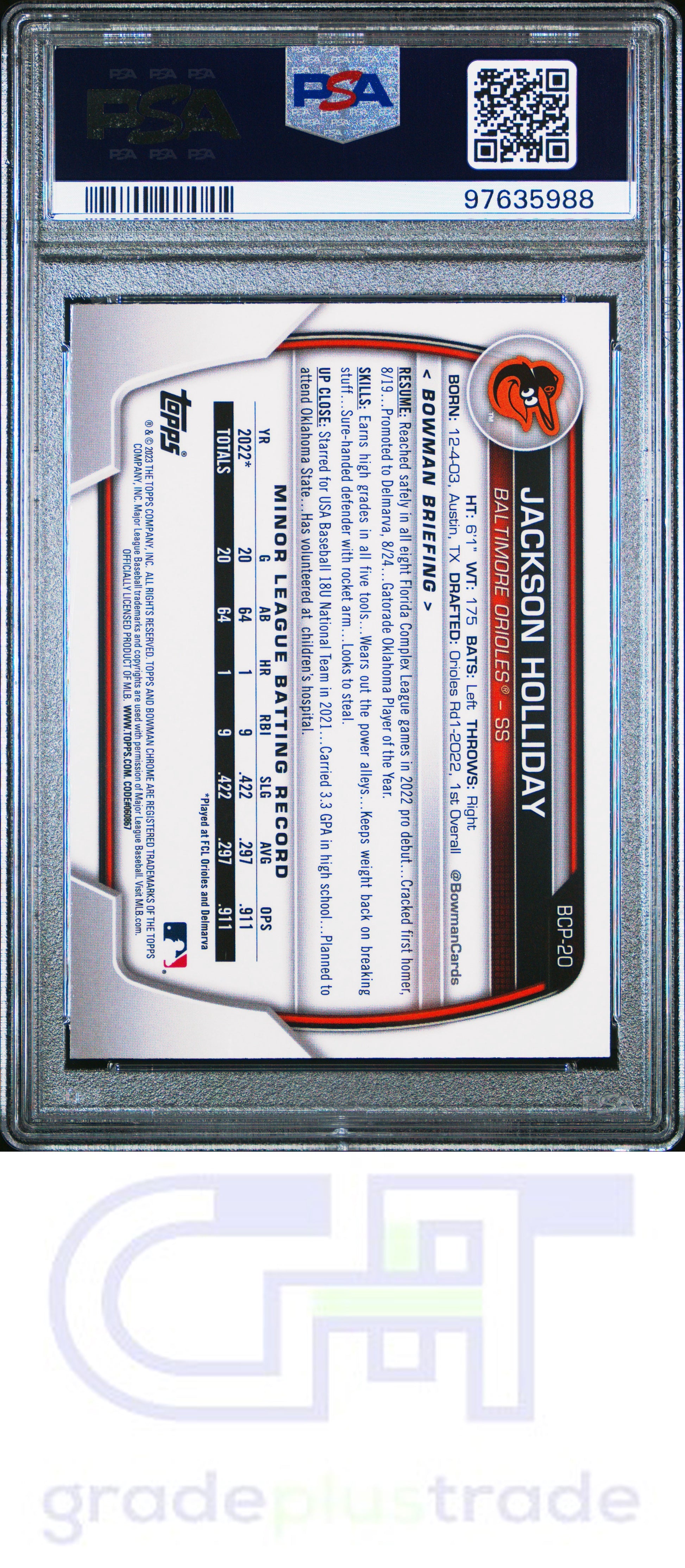 2023 Bowman Mega Box Chrome #20 Jackson Holliday PSA 8