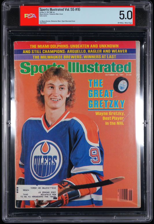 SPORTS ILLUSTRATED OCTOBER 12, 1981 WAYNE GRETZKY/EDMONTON OILERS PSA 5.0