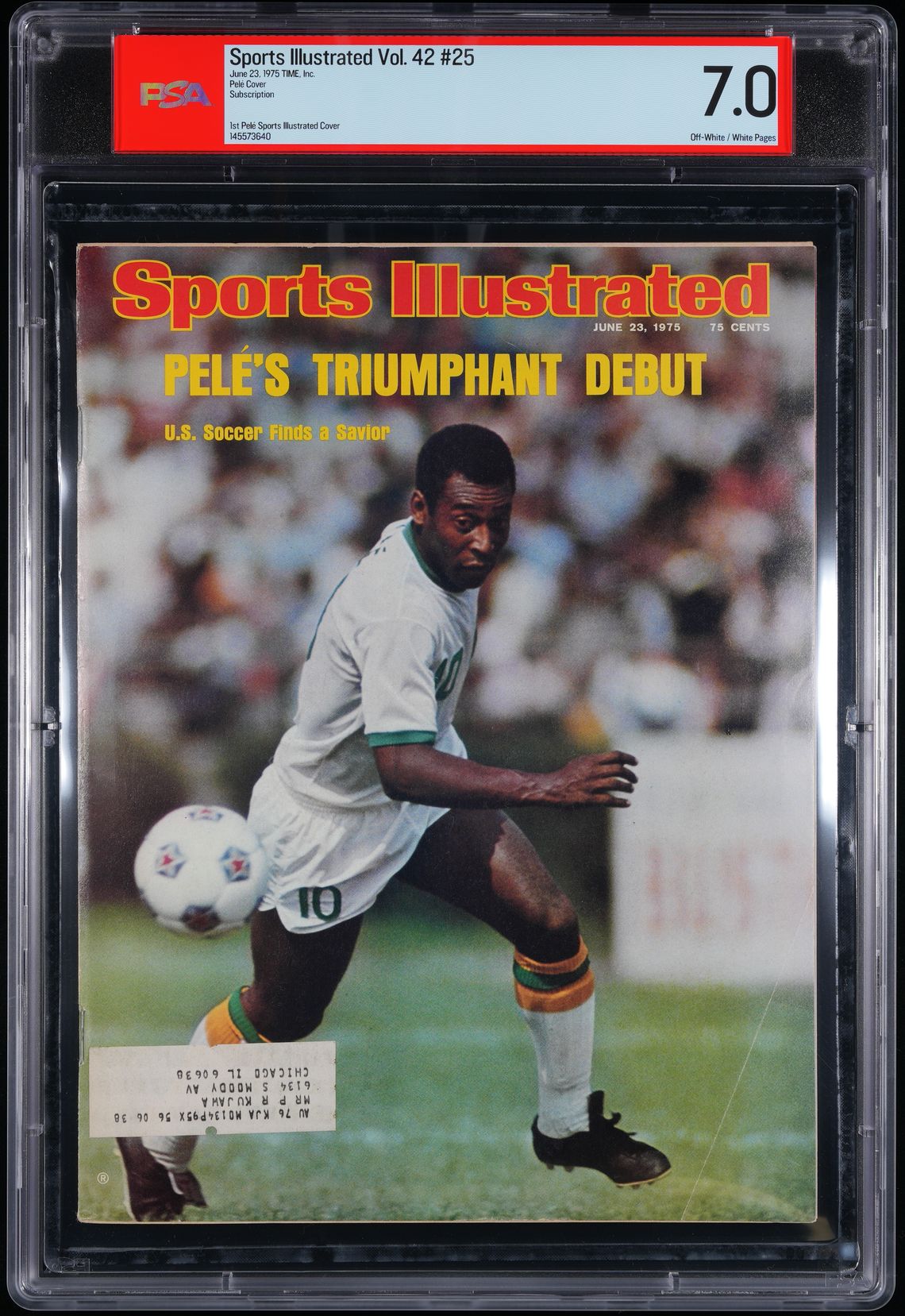 TIME, INC. SPORTS ILLUSTRATED JUNE 23, 1975 SUBSCRIPTION PELE PSA 7.0