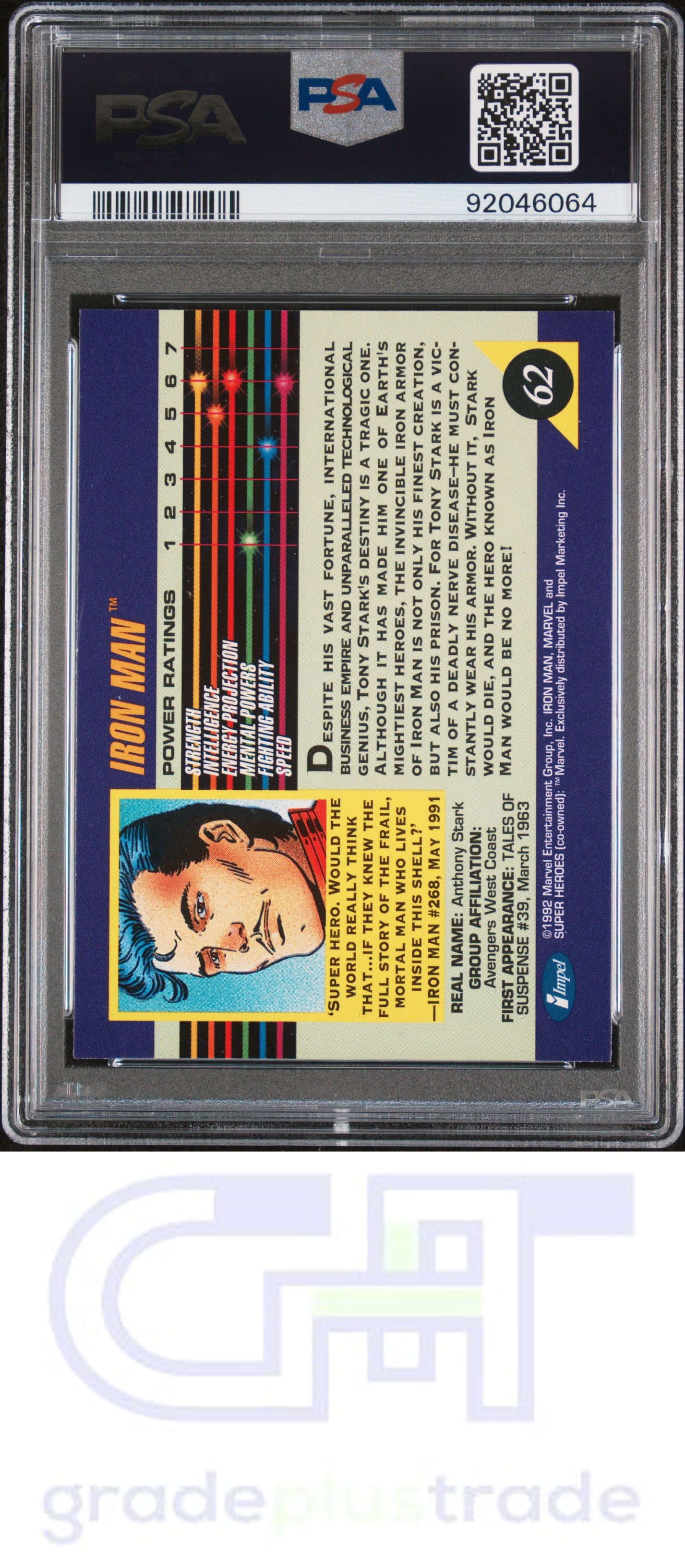 1992 Marvel Universe #62 Iron Man PSA 10