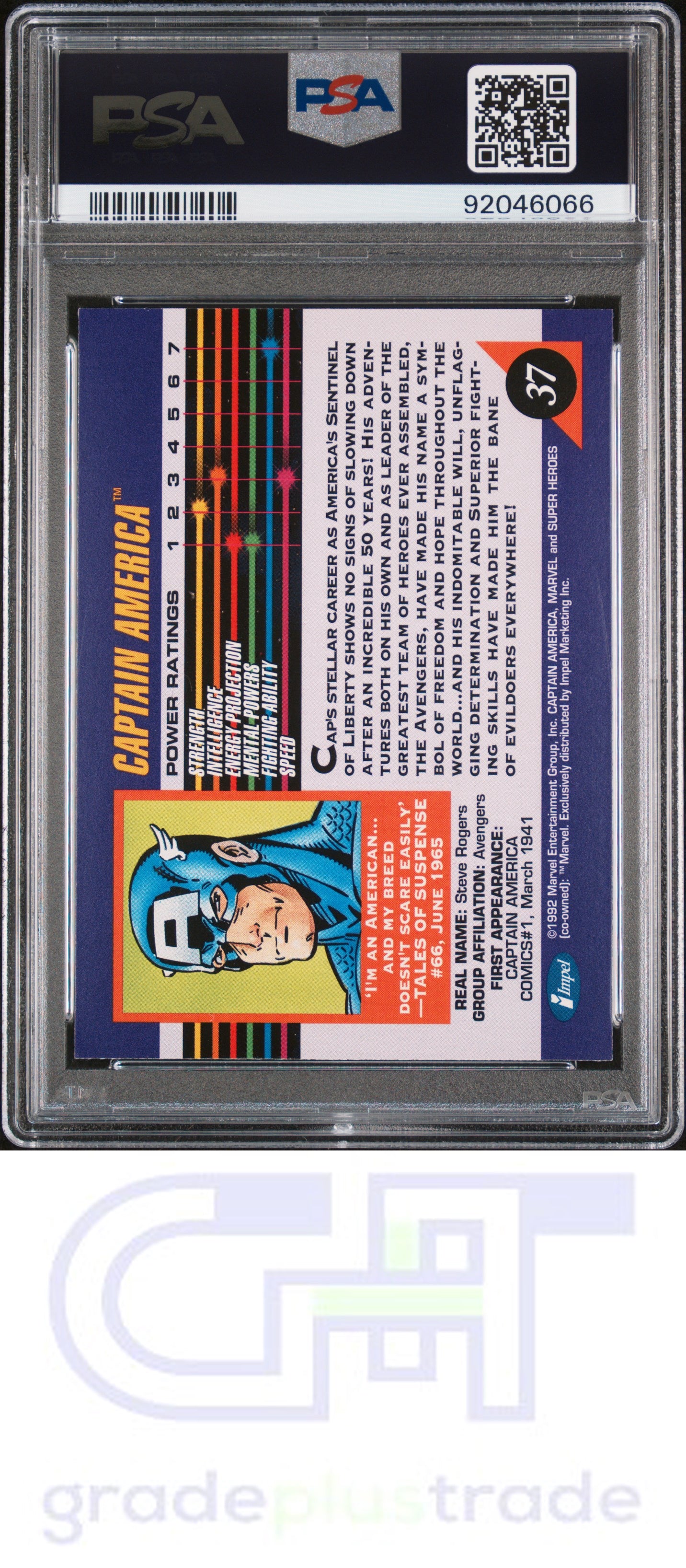 1992 Marvel Universe #37 Captain America PSA 8