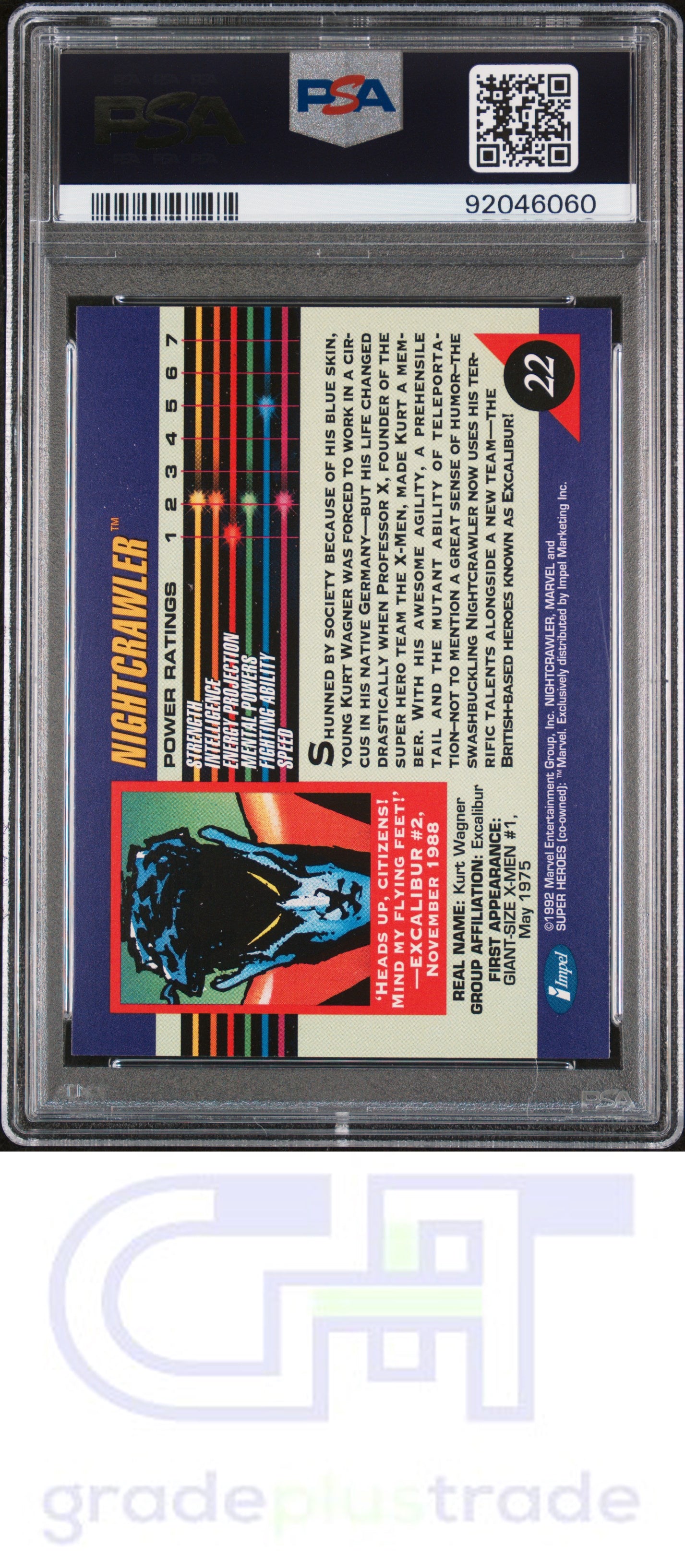 1992 Marvel Universe #22 Nightcrawler PSA 10