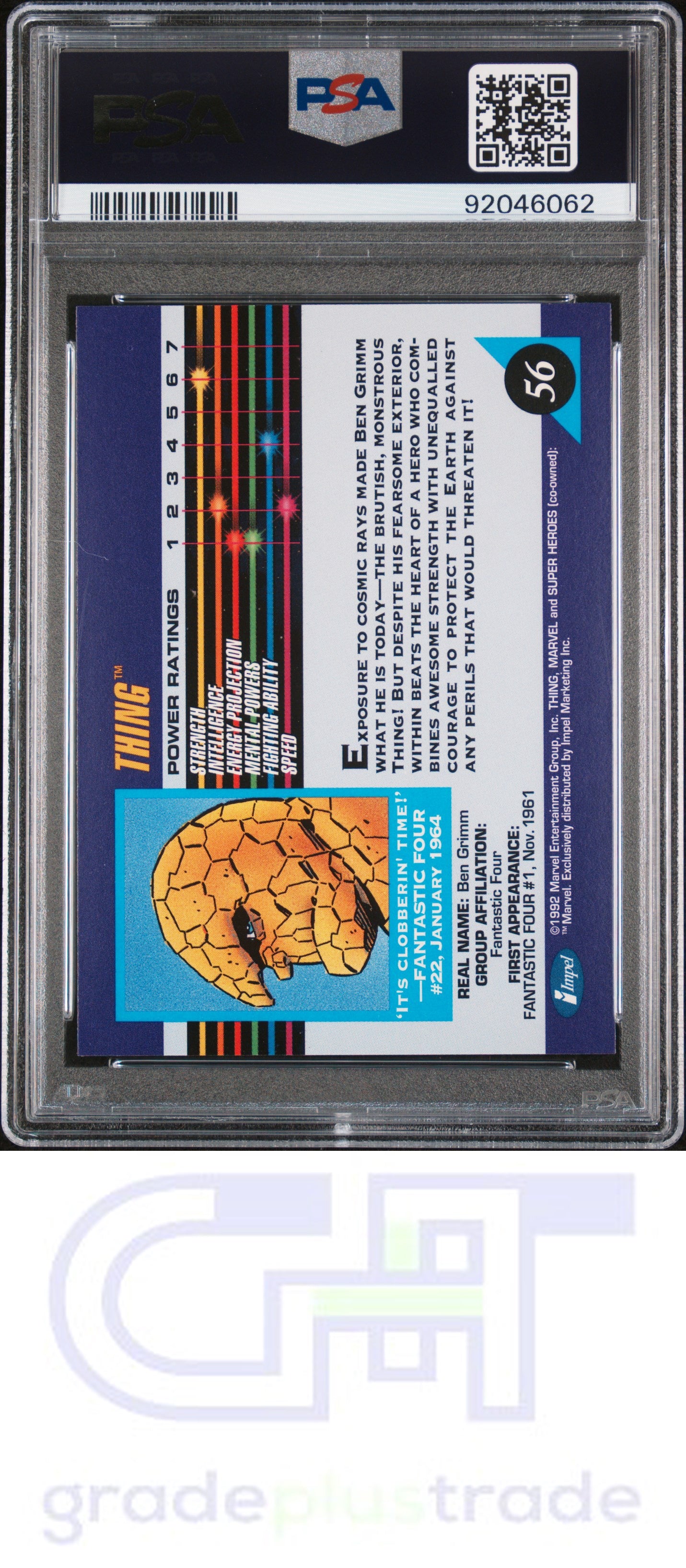 1992 Marvel Universe #56 Thing PSA 9