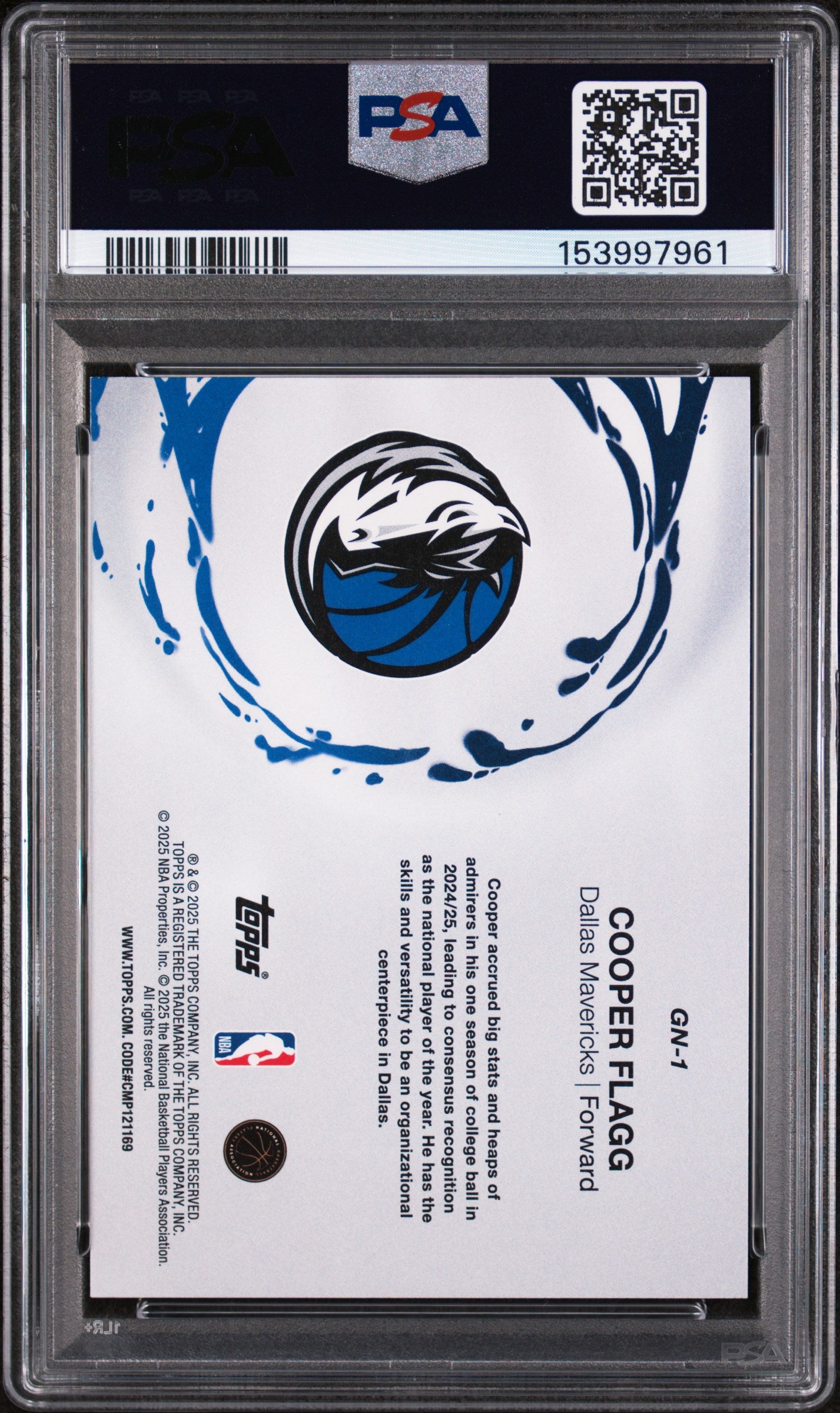 2025 Topps Generation Now #GN-1 Cooper Flagg Holo Foil RC PSA 9