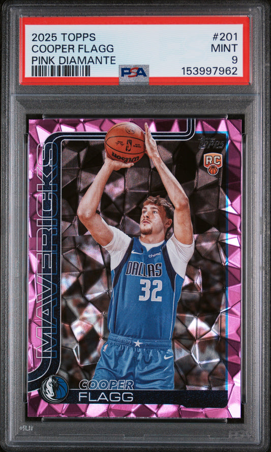 2025 Topps #201 Cooper Flagg Pink Diamante RC PSA 9