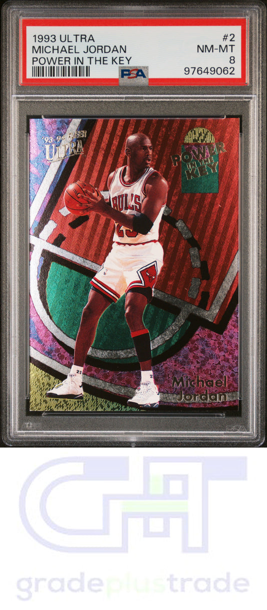 1993 Ultra Power In The Key #2 Michael Jordan PSA 8 NM-MT