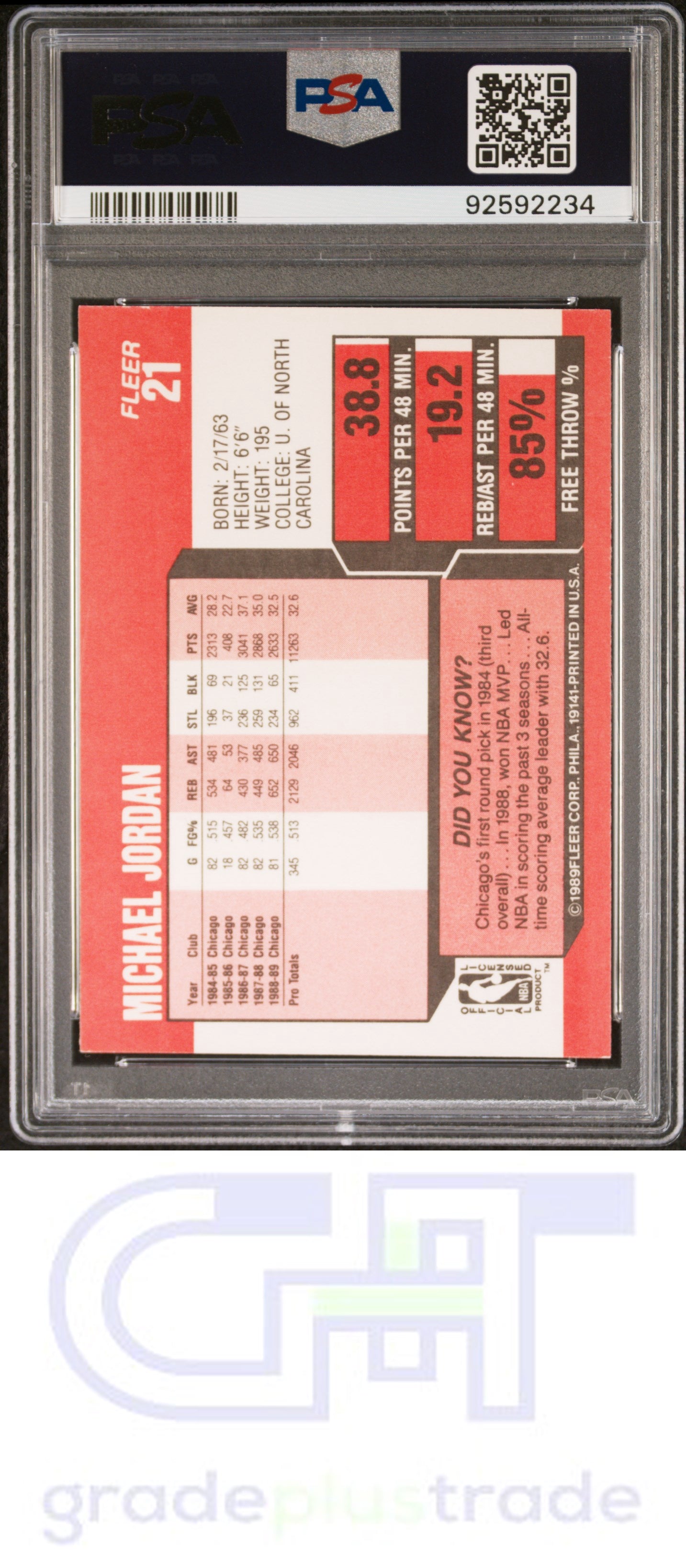 1989 Fleer #21 Michael Jordan PSA 9