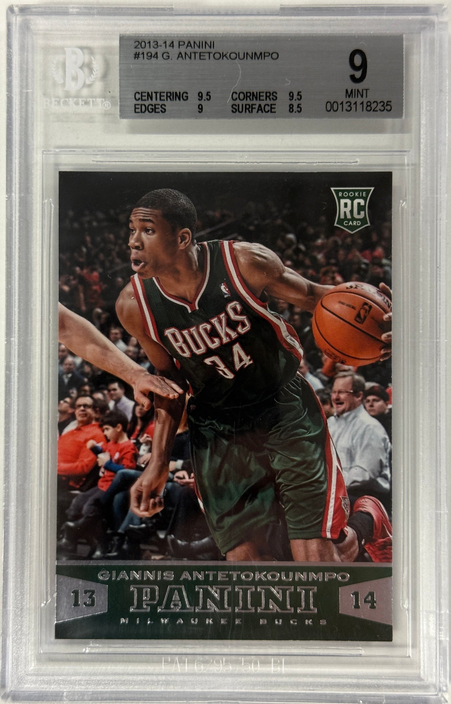 2013-14 Panini #194 Giannis Antetokounmpo RC BGS 9.0