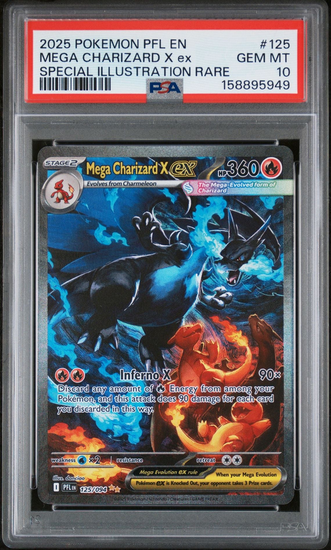 2025 POKEMON PFL EN-PHANTASMAL FLAMES 125 MEGA CHARIZARD X EX S.I.R. PSA 10