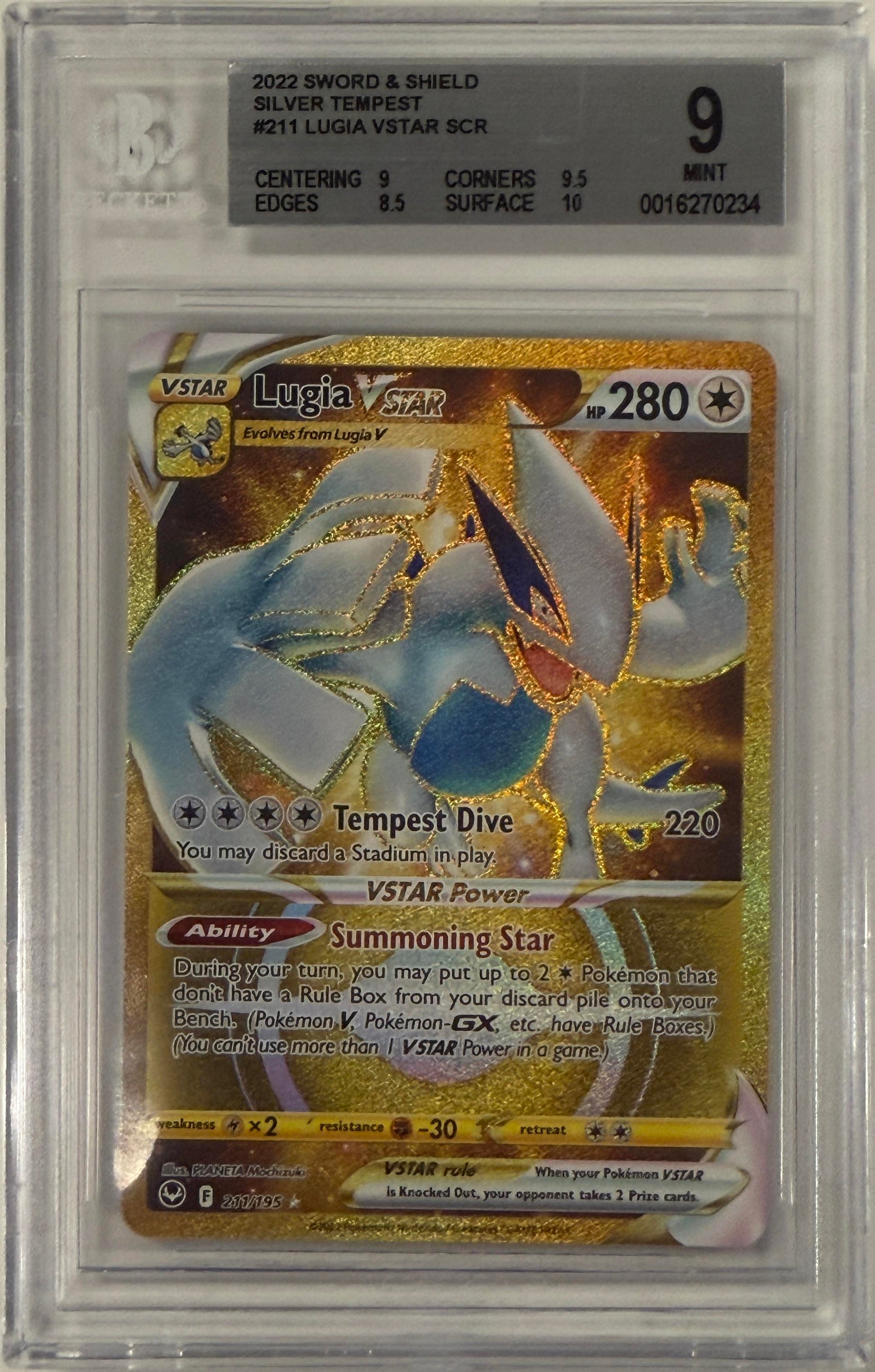 2022 Pokemon Sword and Shield Silver Tempest #211 Lugia VSTAR SCR BGS 9.0