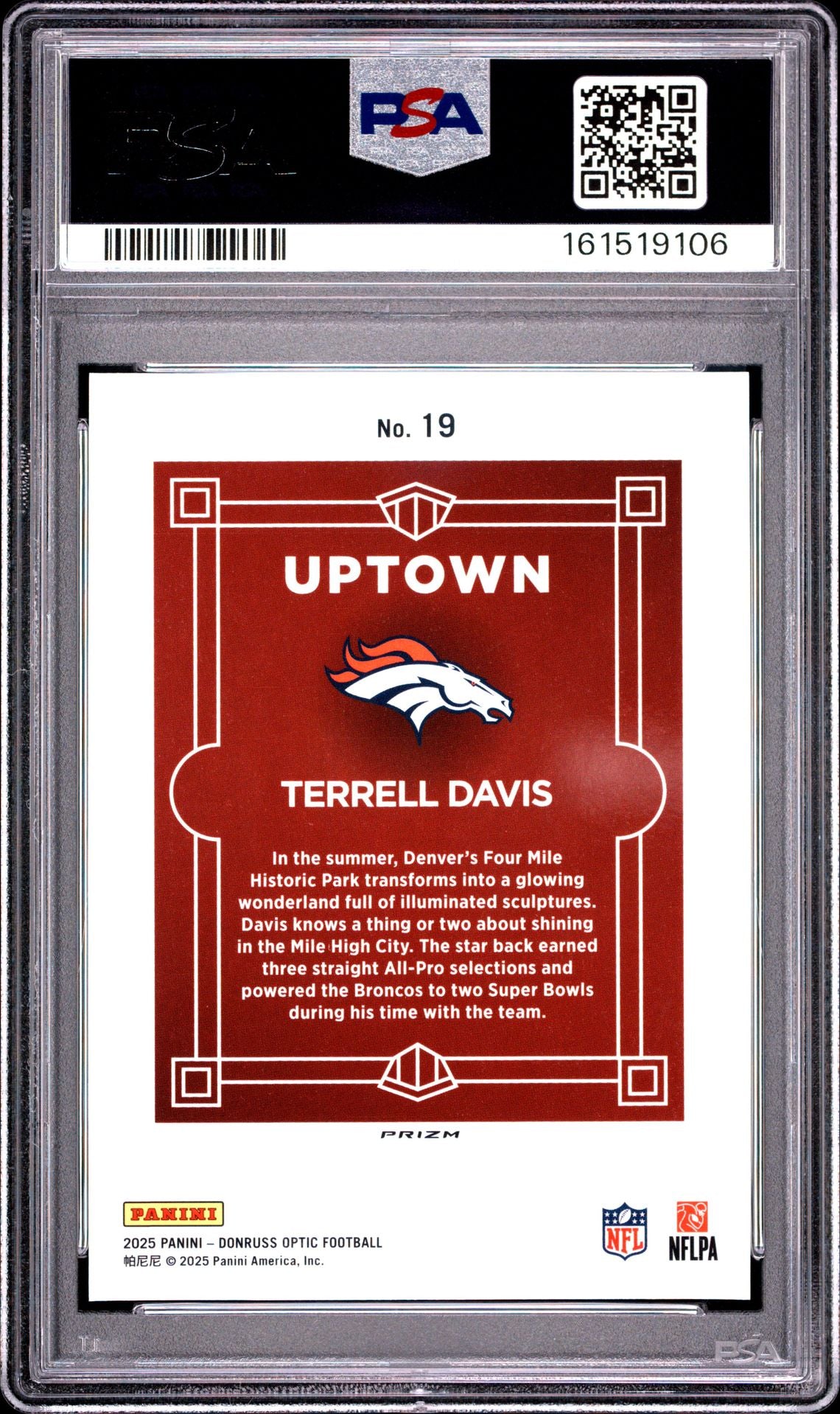 2025 Panini Donruss Optic Uptown Terrell Davis PSA 7