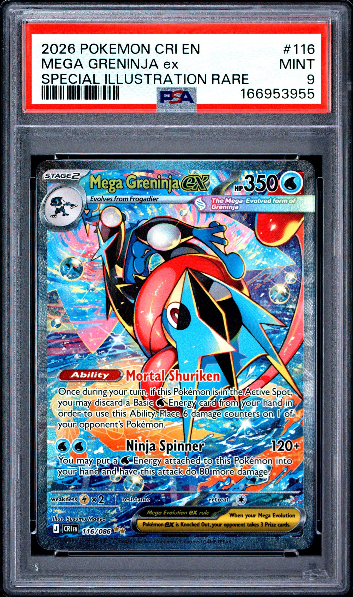 2026 POKEMON CRI EN-CHAOS RISING #116 MEGA GRENINJA ex SPECIAL ILLUSTRATION RARE PSA 9