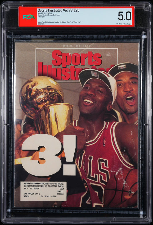 TIME, INC. SPORTS ILLUSTRATED JUNE 28, 1993 SUBSCRIPTION MICHAEL JORDAN/CHICAGO BULLS PSA 5.0
