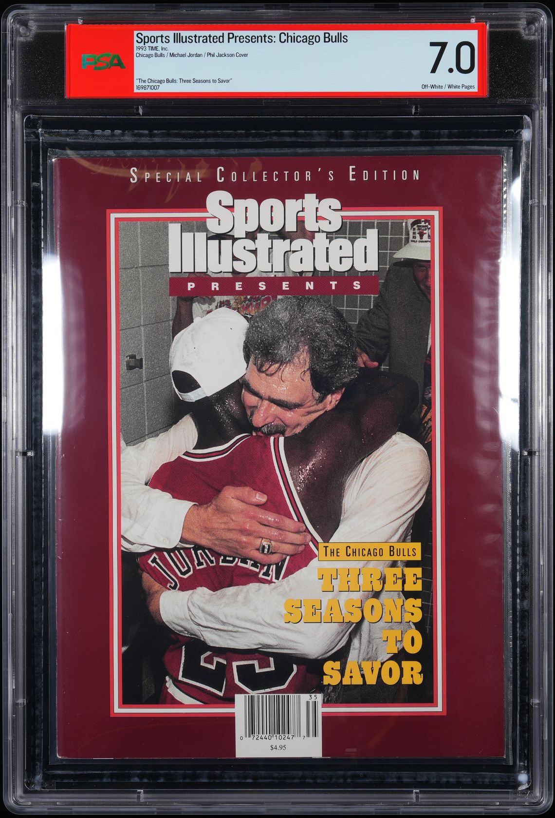 TIME, INC. SPORTS ILLUSTRATED PRESENTS: CHICAGO BULLS - THREE SEASONS TO SAVOR 1993 JORDAN/JACKSON PSA 7.0