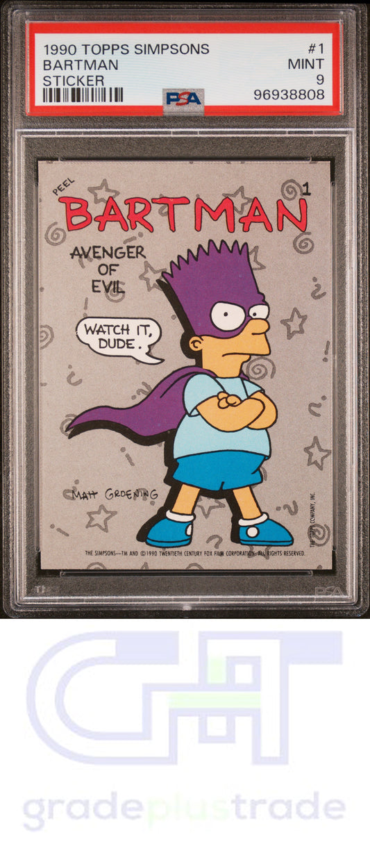 1990 Topps Simpsons Stickers #1 Sticker Bartman PSA 9 (8808)