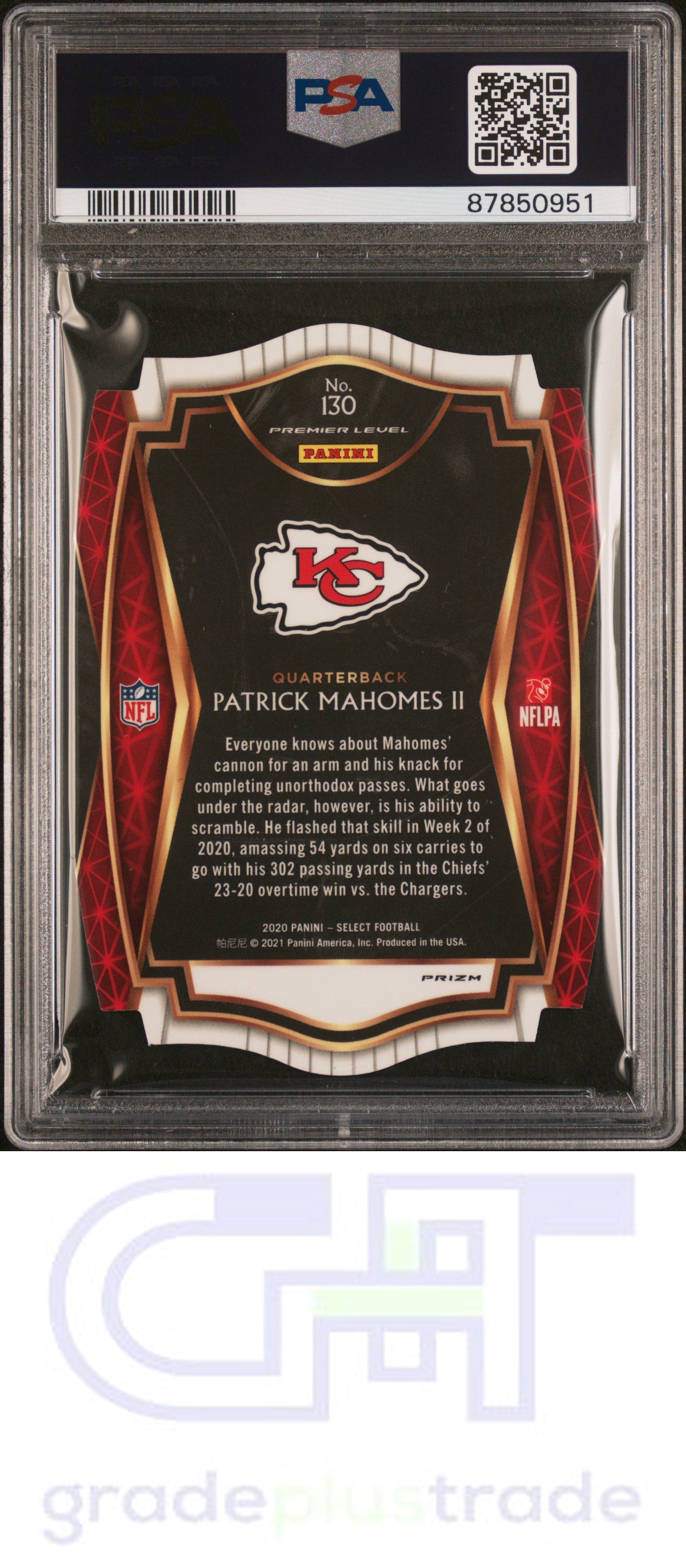 2020 Panini Select #130 Die-Cut Maroon Prizm Patrick Mahomes Ii PSA 9