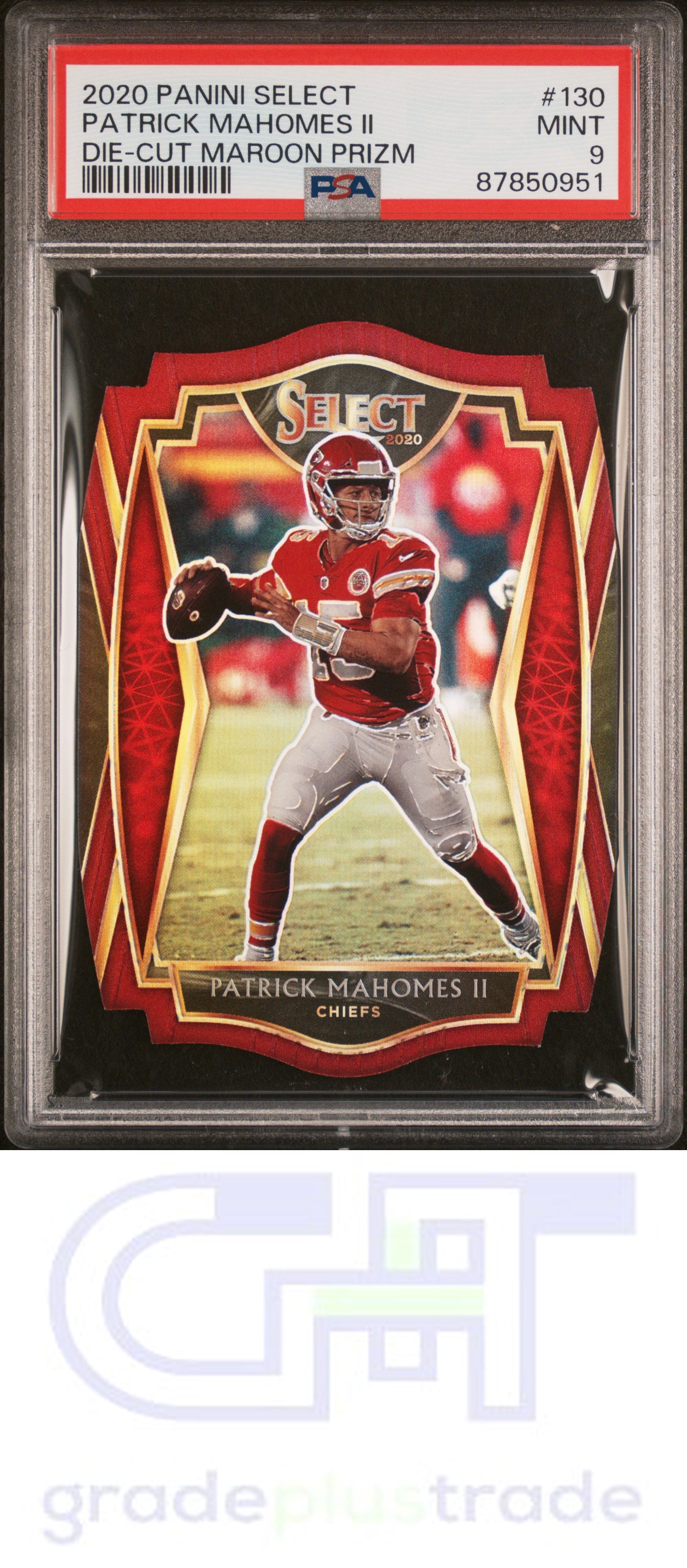 2020 Panini Select #130 Die-Cut Maroon Prizm Patrick Mahomes Ii PSA 9