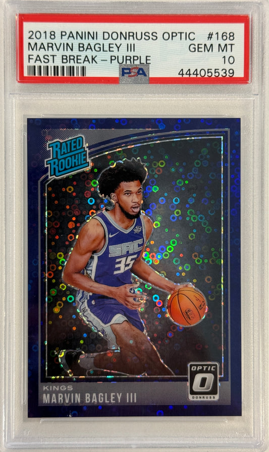 2018 Panini Donruss Optic #168 Fast Break-Purple Marvin Bagley Iii /95 PSA 10