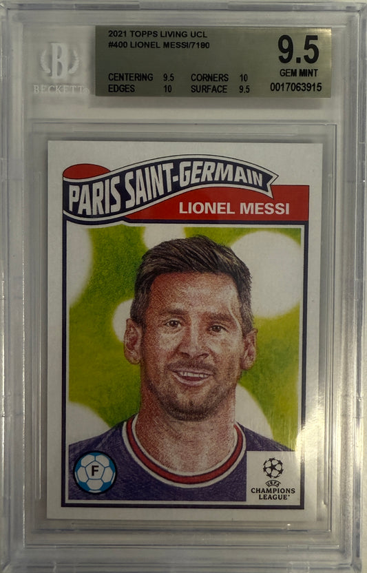 2021 Topps Living UEFA Champions League #400 Lionel Messi BGS 9.5