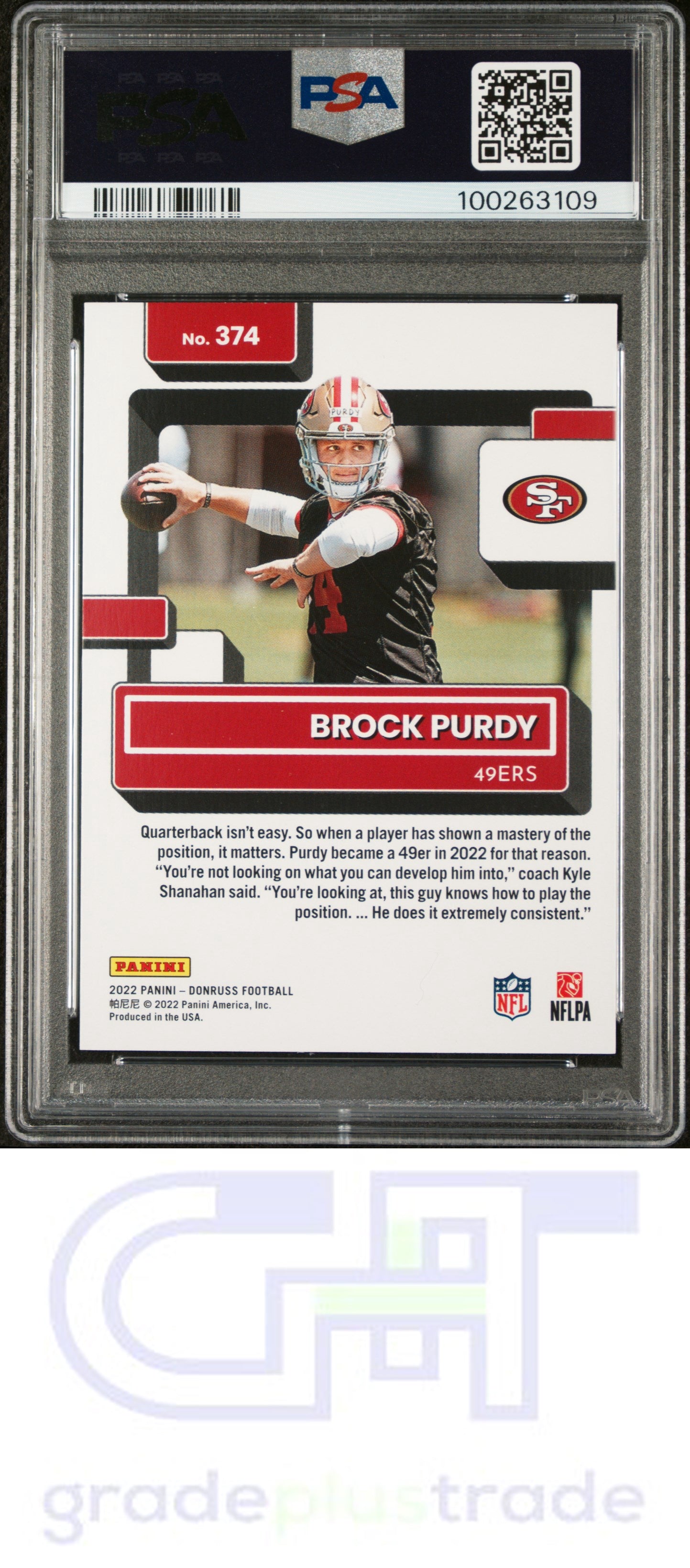 2022 Panini Donruss #374 Brock Purdy RC PSA 10 GEM MINT