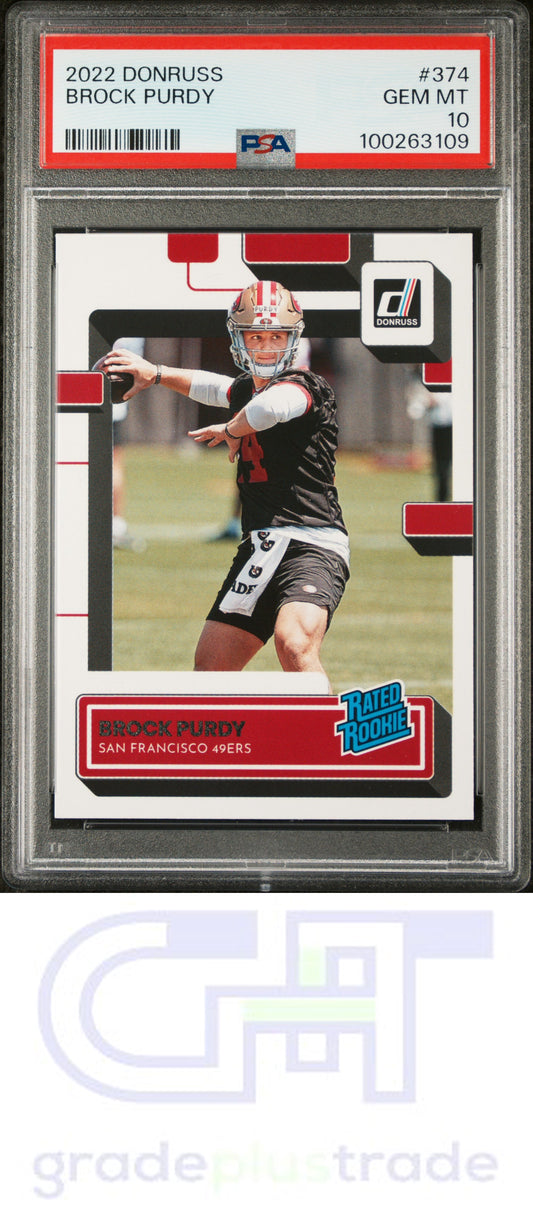 2022 Panini Donruss #374 Brock Purdy RC PSA 10 GEM MINT