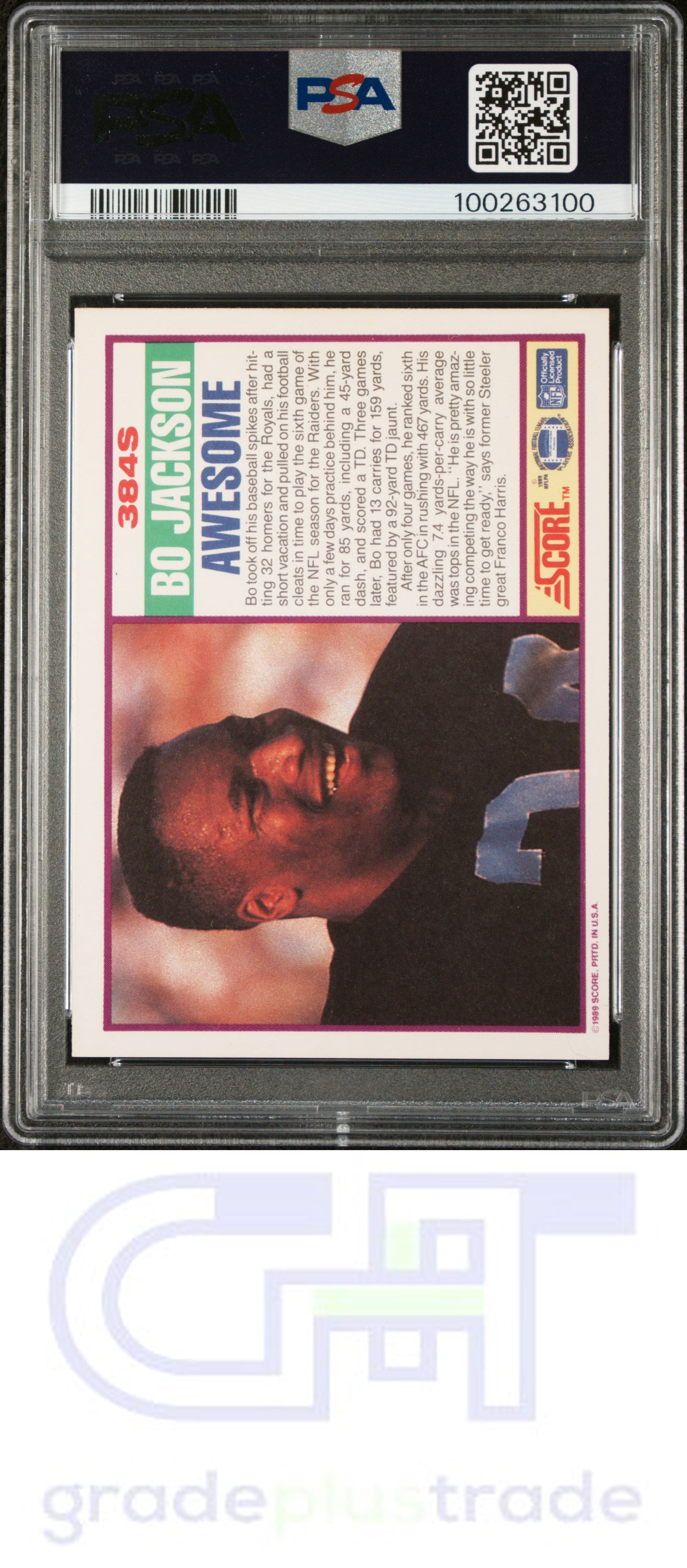 1989 Score Supplemental #384S Supplemental Bo Jackson PSA 9