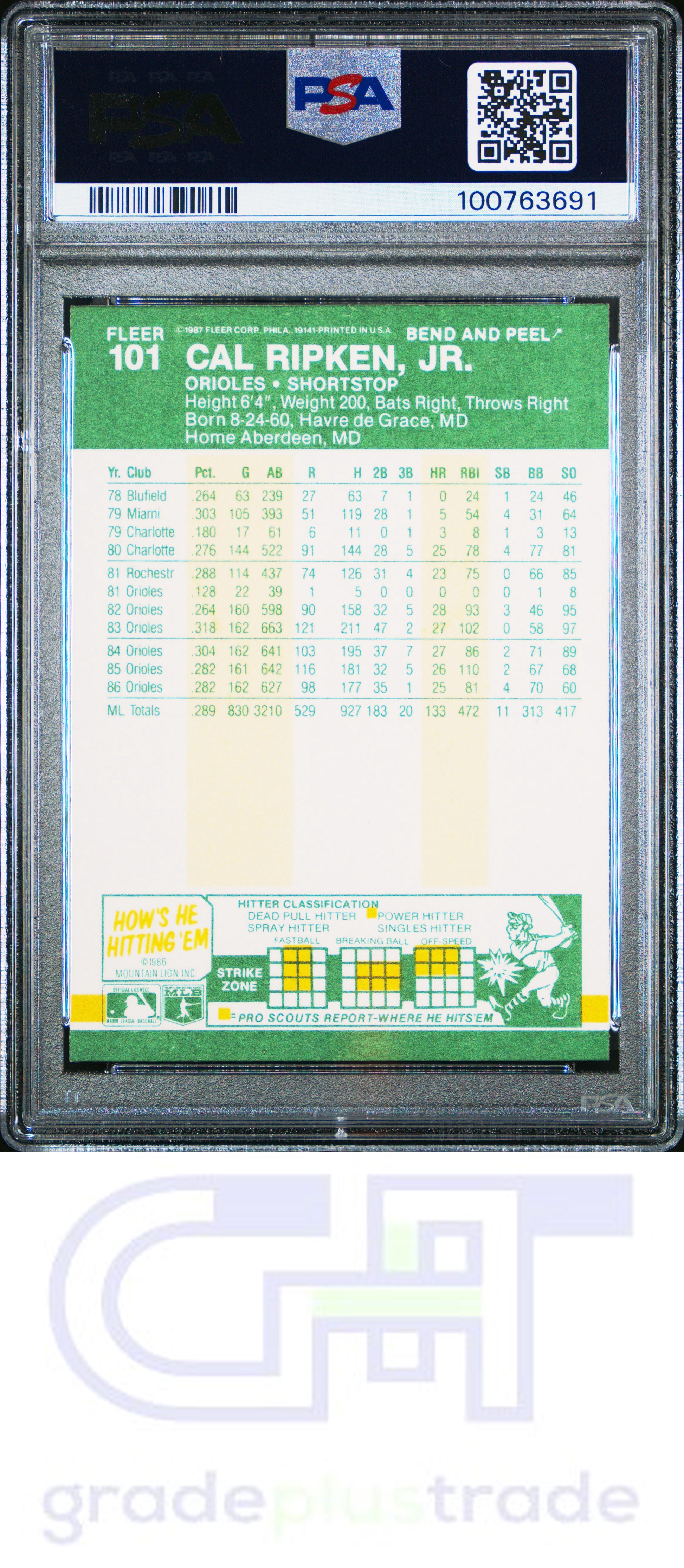 1987 Fleer Star Stickers #101 Cal Ripken Jr. PSA 8 NM-MT