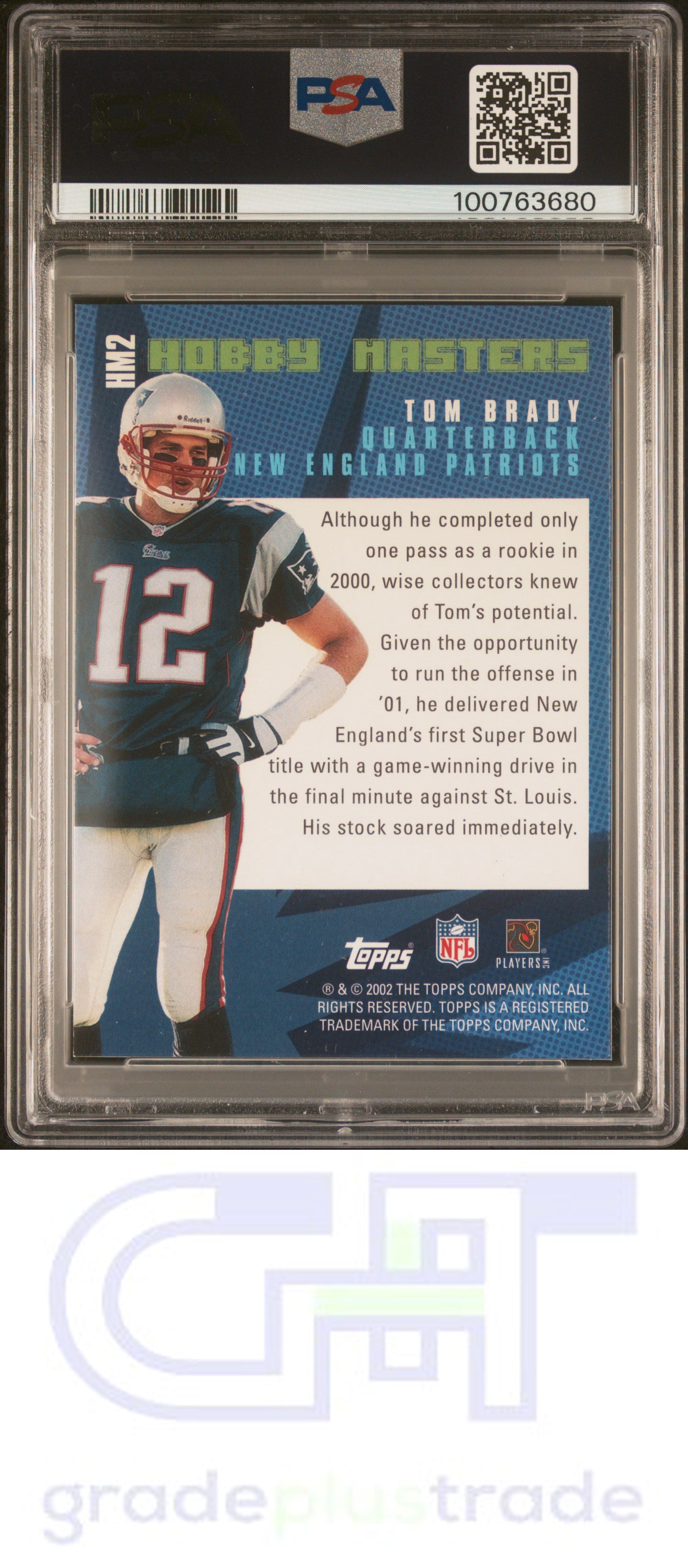 2002 Topps Hobby Masters #HM2 Tom Brady PSA 9 MINT