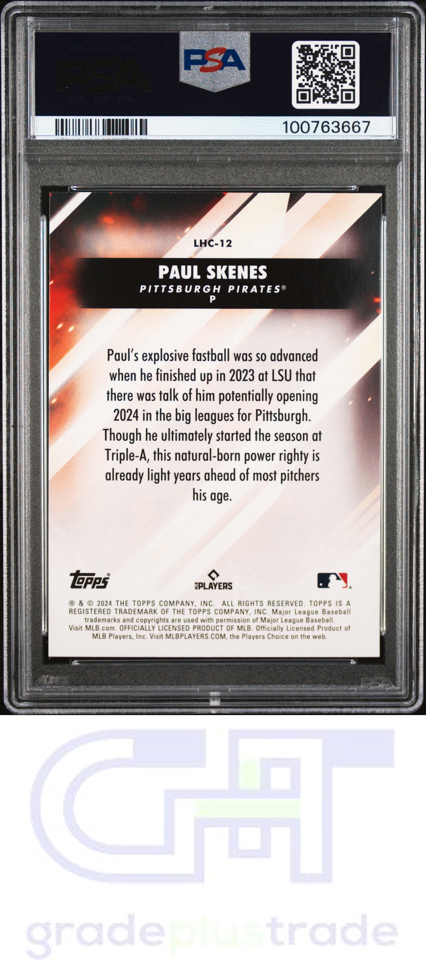 2024 Topps Update Let Him Cook #LHC12 Paul Skenes RC PSA 8