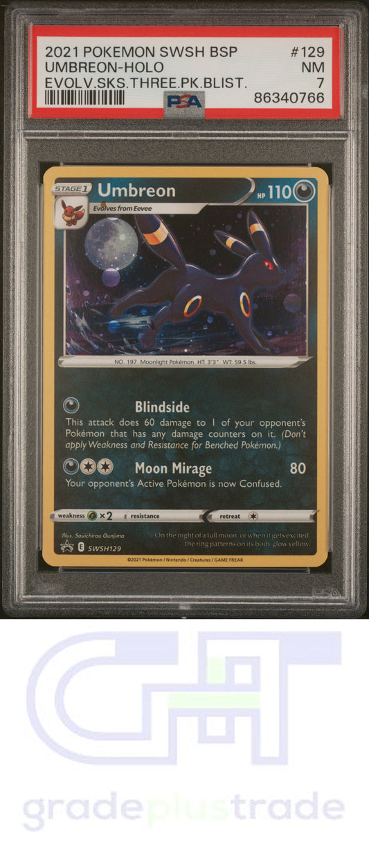 2021 Pokemon Swsh Black Star Promo #129 Evolving Skies Umbreon-Holo PSA 7