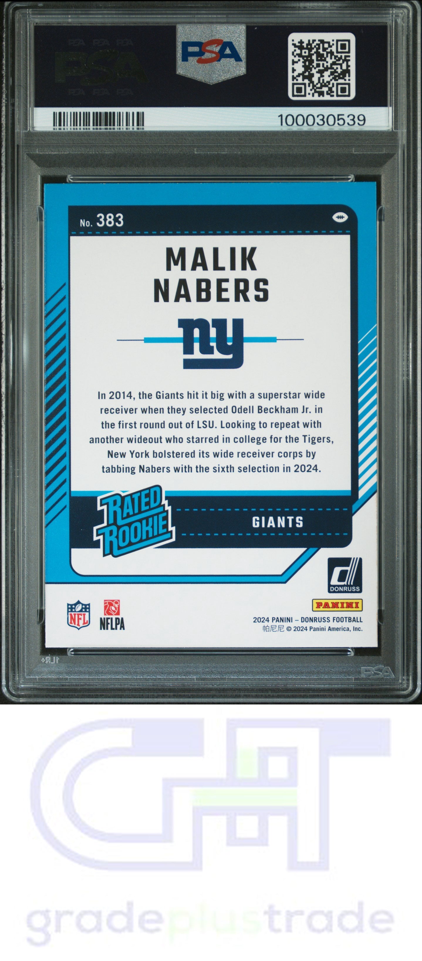 2024 Panini Donruss #383 Malik Nabers PSA 9