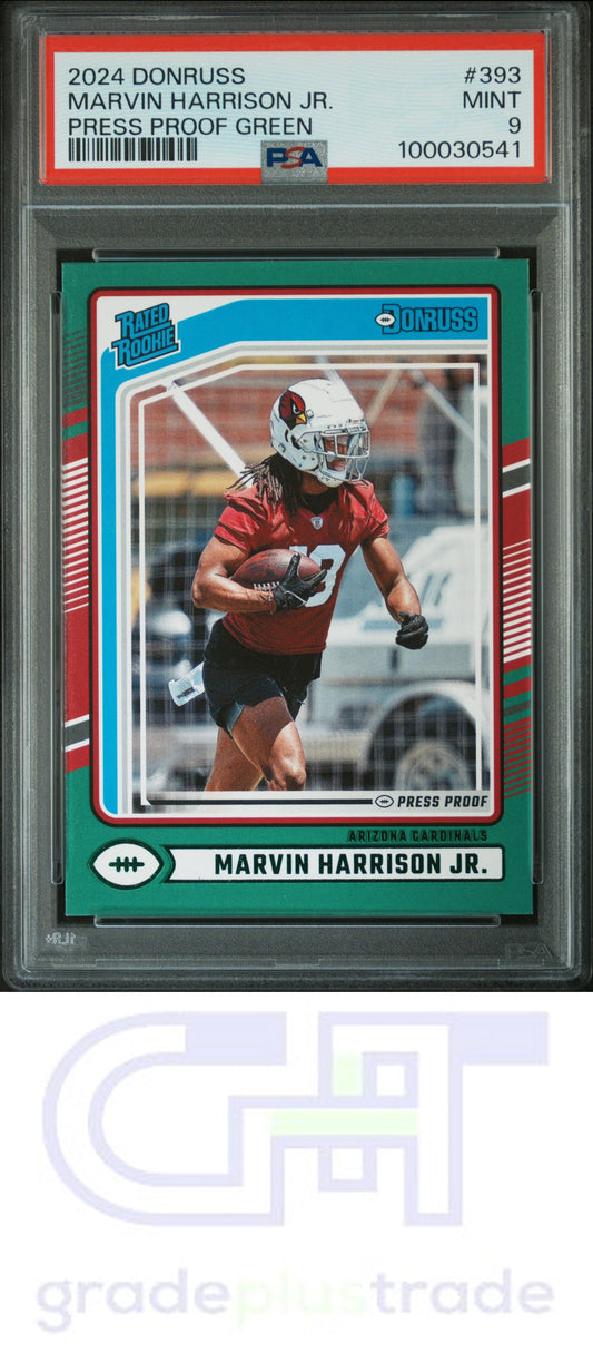 2024 Panini Donruss #393 Press Proof Green Marvin Harrison Jr. PSA 9